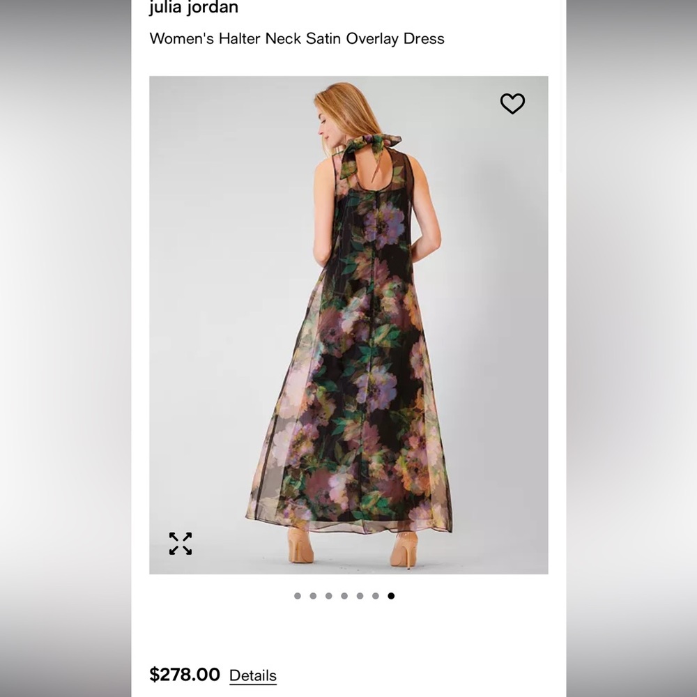 julia jordan Black Sheer Floral Maxi Dress with Green and Pink Accents - Picture 2 of 10